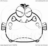 Piranha Fish Angry Coloring Cartoon Clipart Outlined Vector Thoman Cory Illustration Royalty sketch template