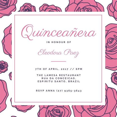 custom printable quinceanera invitation templates canva