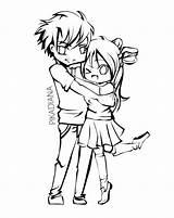 Coloring Anime Couple Pages Cute Chibi Couples Boyfriend Lineart Emo Girlfriend Kissing Drawing Deviantart Printable Drawings Cartoon Sheets Color Hiwatari sketch template