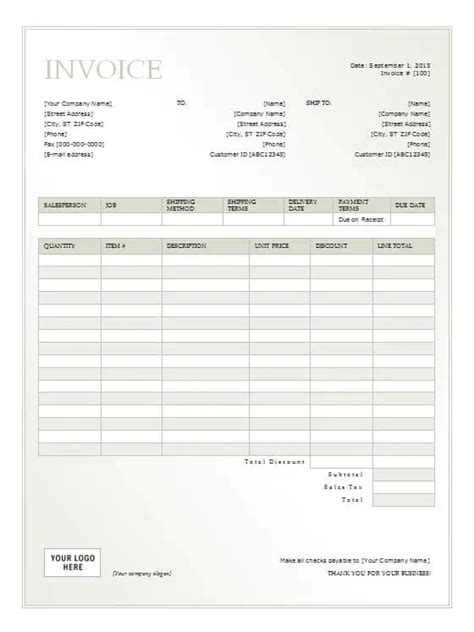 rental invoice template  formats excel word