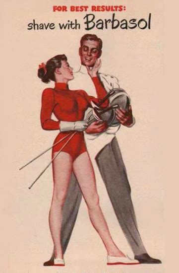 barbasol shaving cream pin up foil fencing 1949 mad men