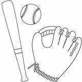 Baseball Bat Coloring Glove Ball Sports Pages Printable Mitt Softball Outline Clipart Cartoon Cliparts Template Father Print Activity Fathers Kids sketch template