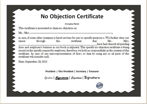 No Objection Certificate Templates Microsoft Word And Excel Templates