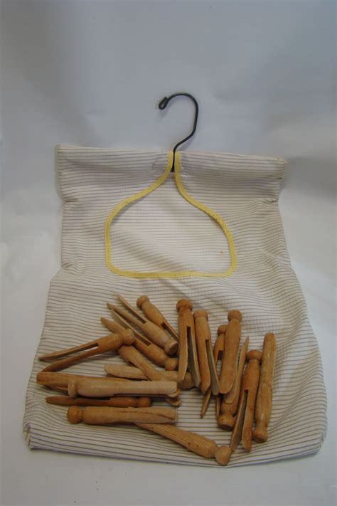vintage clothespin bag    style pins taupe  sand colored