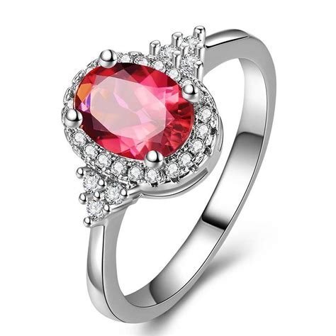 full diamond red ring  light luxury red crystal diamond ring pigeon egg red ring  wuang