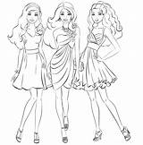 Barbie Coloring Pages Girl Clipart Fashion School Girls Friends Dress Drawing People Princess Wedding Uniform Kids Printable Color Dresses Print sketch template