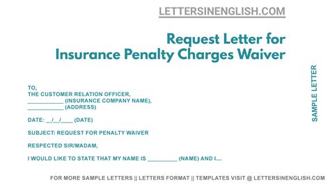 request letter  insurance penalty charges waiver penalty fee