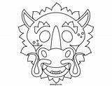 Dragon Mask Chinese Color Template Masks Blank Printable Face Maskspot Dragons Kids Craft China Kid sketch template