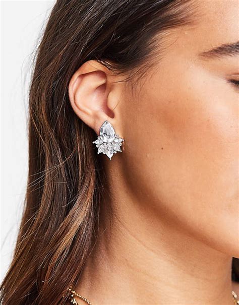 asos design earrings  occasion jewel design  silver tone asos