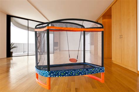 rectangular indooroutdoor trampoline combo  swing