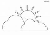 Sun Coloring Clouds Pages Printable Behind Sheets sketch template