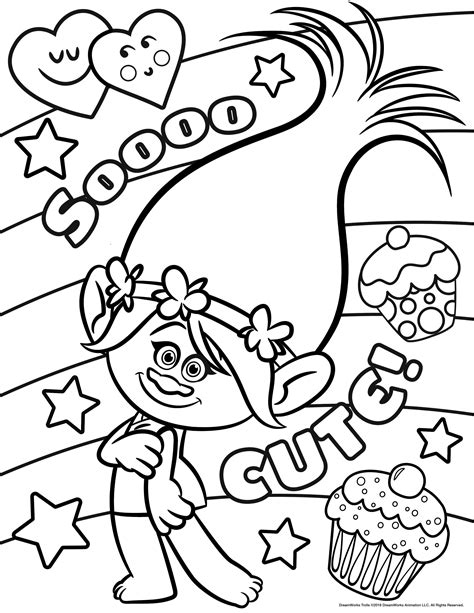 poppy  cute trolls kids coloring pages