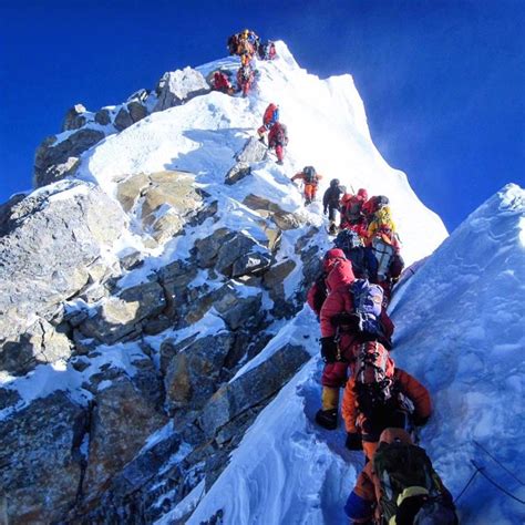 traffic jams  mt everest     final summit push mountain planet