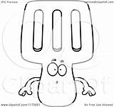 Surprised Mascot Spatula Clipart Cartoon Outlined Coloring Vector Cory Thoman Royalty sketch template