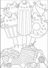 Pusheen Coloring Pages Ice Cream Doodle Donut Kids Color Cake Printable Candy Print Creams Doodling Delicious Cakes Head Coloringbay Halloween sketch template