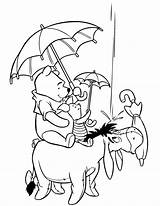 Pooh Coloring Winter Friends Bear Pages Winnie Rain Raining Season Printable Popular sketch template