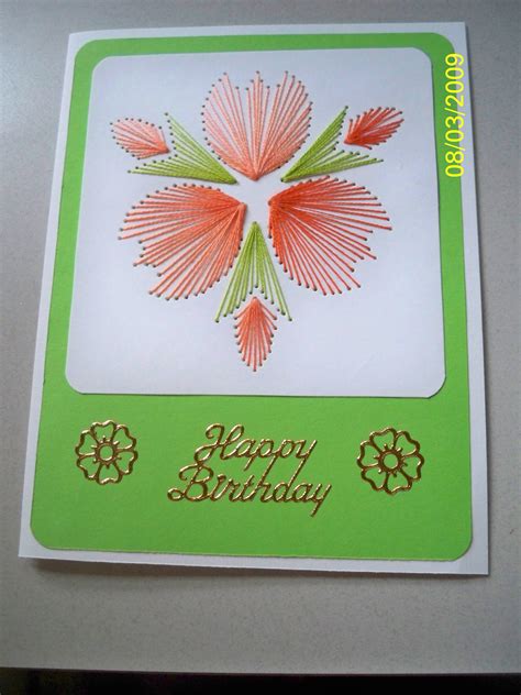 simple embroidered card      treat