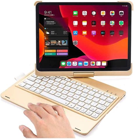 touchpad keyboard case  ipad pro     rotatable backlits metal flip smart
