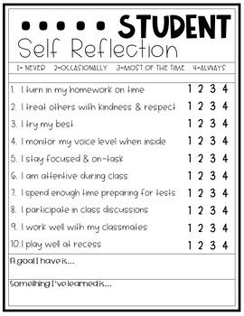 student  reflection perfect  report cards  conferences