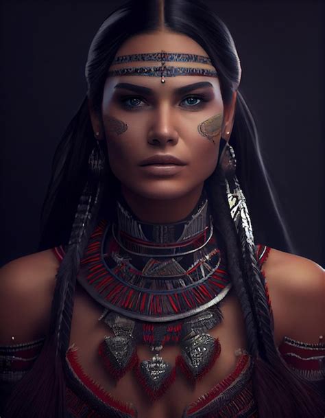 Premium Ai Image Beautiful Native American Woman Created With