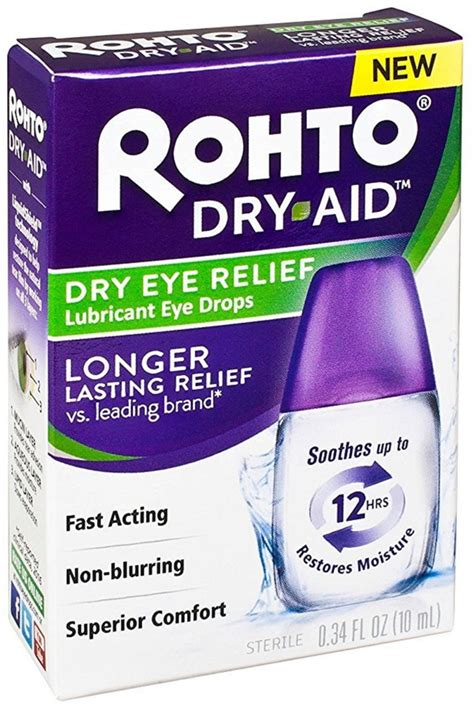 Buy Rohto Dry Aid Dry Eye Relief Lubricant Eye Drops 0 34 Oz Pack Of 4