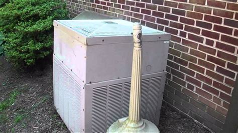 general electric central air conditioner circa  running   hot day youtube