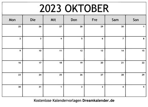 kalender oktober