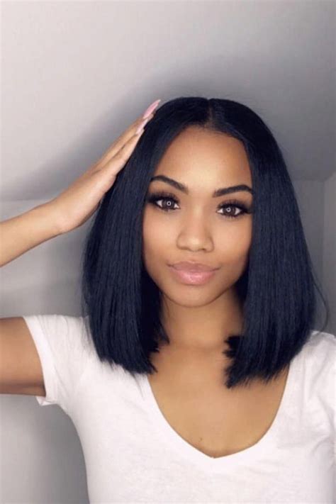 Straight Center Part Lace Lob Human Hair Wig Free