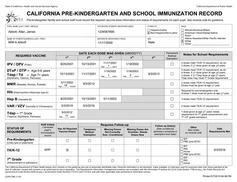 california immunization card printable printable world holiday