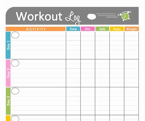 workout routine schedule template