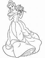 Coloring Pages Belle Beast Beauty Dress Kids sketch template