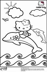 Kitty Hello Coloring Pages Beach Dolphin Color Hard Printable Getcolorings Print Colors sketch template
