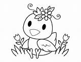 Coloring Chick Baby Flowers Pages Cute Printable sketch template