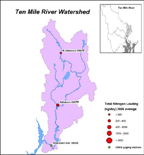 map   ten mile river watershed showing major wwtfs   usgs  scientific