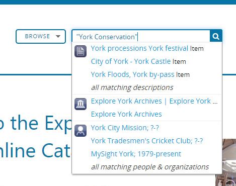search explore york archive catalogue