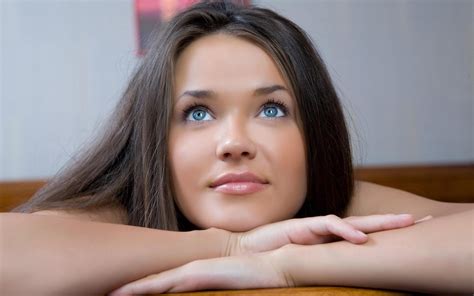 Wallpaper Face Women Long Hair Blue Eyes Brunette Pornstar
