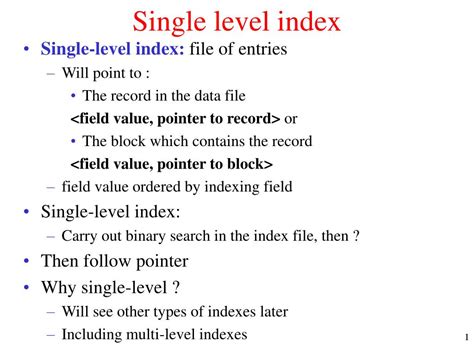 single level index powerpoint    id