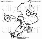 Littering Cartoon Clipart Boy Carelessly Illustration Toonaday Royalty Lineart Vector Outline Clip 2021 sketch template