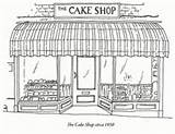 Front Shop Bakery Cake Facade Coloring Store Pages Shops Interior Pastry Line Old Illustration Colouring Kind Going Drawings Cafe Boutique sketch template