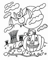 Coloring Bat Halloween Pages Printable Kids sketch template