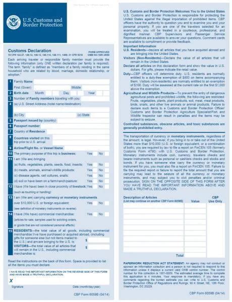 fill  customs declaration form  update