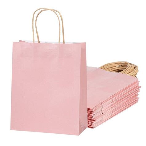 pack glossy pink paper gift bags  handle wedding party favor