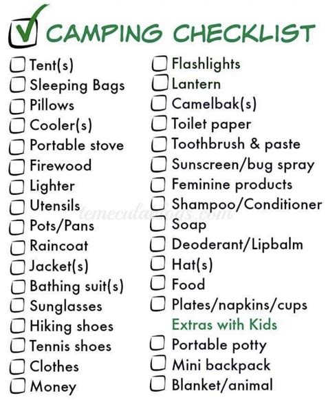 camp check list camping packing camping checklist camping  kids