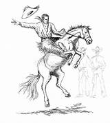 Cowboy Caballo Riding Bucking Jinete Bronco Doma Illustration Patrimonio sketch template