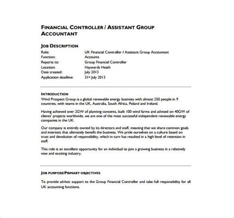 Financial Assistant Job Description Template 9 Free