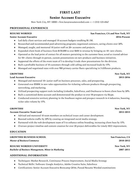 account executive resume examples   resume worded