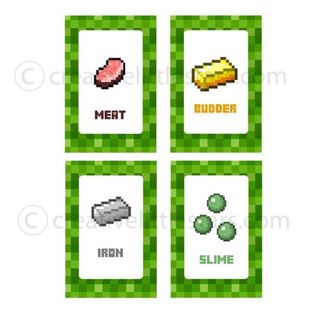 printable minecraft food tent labels bing images minecraft