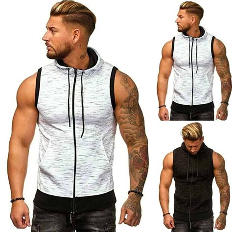 Lightweight Zip Up Men S Gym And Fitness Hooded Tank Tops Price 35 13