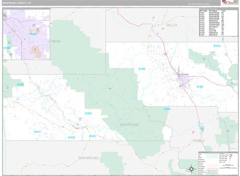 montrose county  wall map premium style  marketmaps