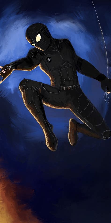 1440x2880 black suit spider man far from home 1440x2880